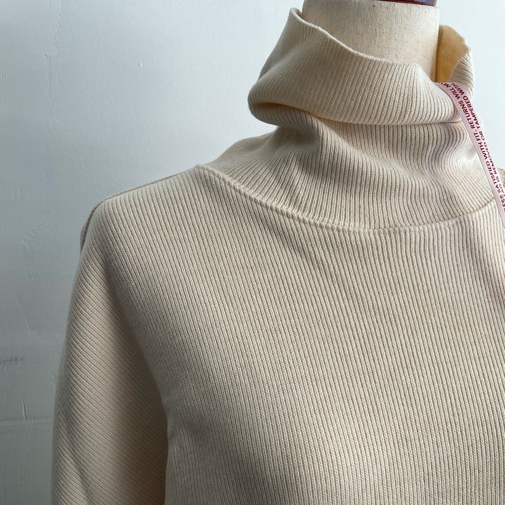 Choosy Cream Turtleneck Oversized Balloon Sleeve Boyfriend Sweater - Picture 5 of 10